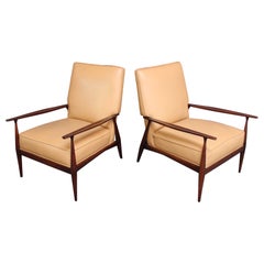 Paire de chaises longues Paul Mccobb en érable teinté