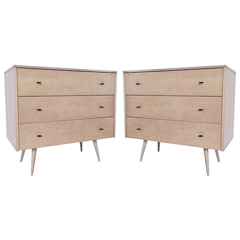 Pair of Paul McCobb Three-Drawer Planner Group Chest of Drawer Dressers