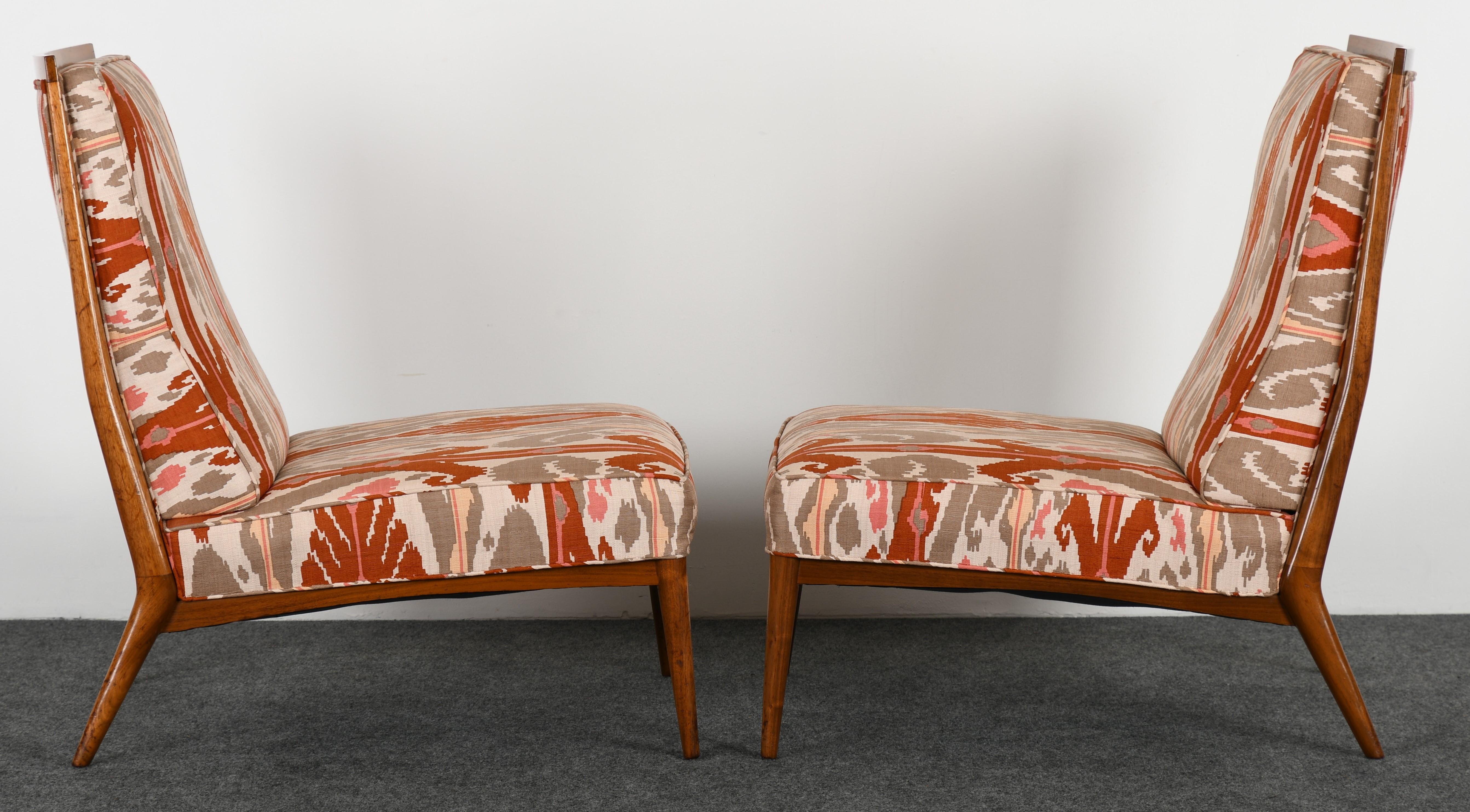 Pair of Paul McCobb Walnut Slipper Chairs, 1960s In Good Condition In Hamburg, PA