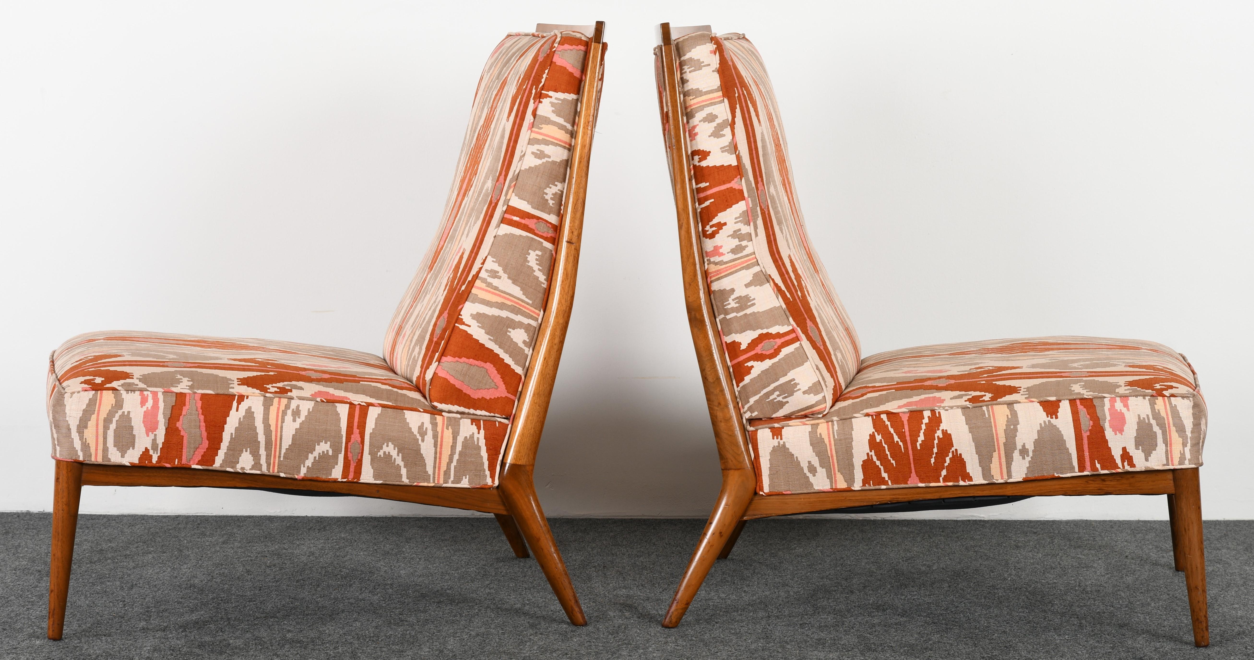 Mid-20th Century Pair of Paul McCobb Walnut Slipper Chairs, 1960s
