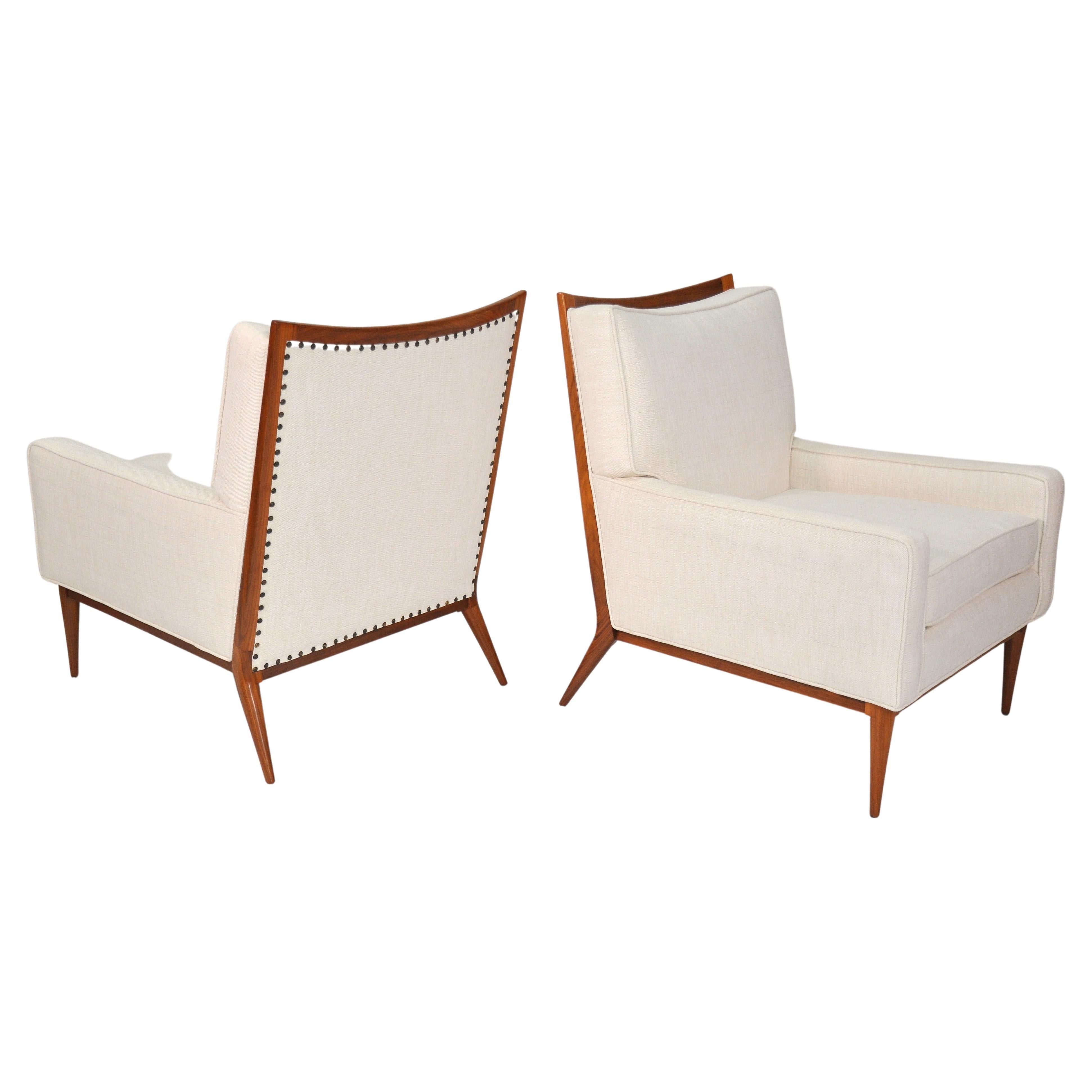 Mid-20th Century Pair of Paul McCobb White Lounge Chairs for Directional, 1950s