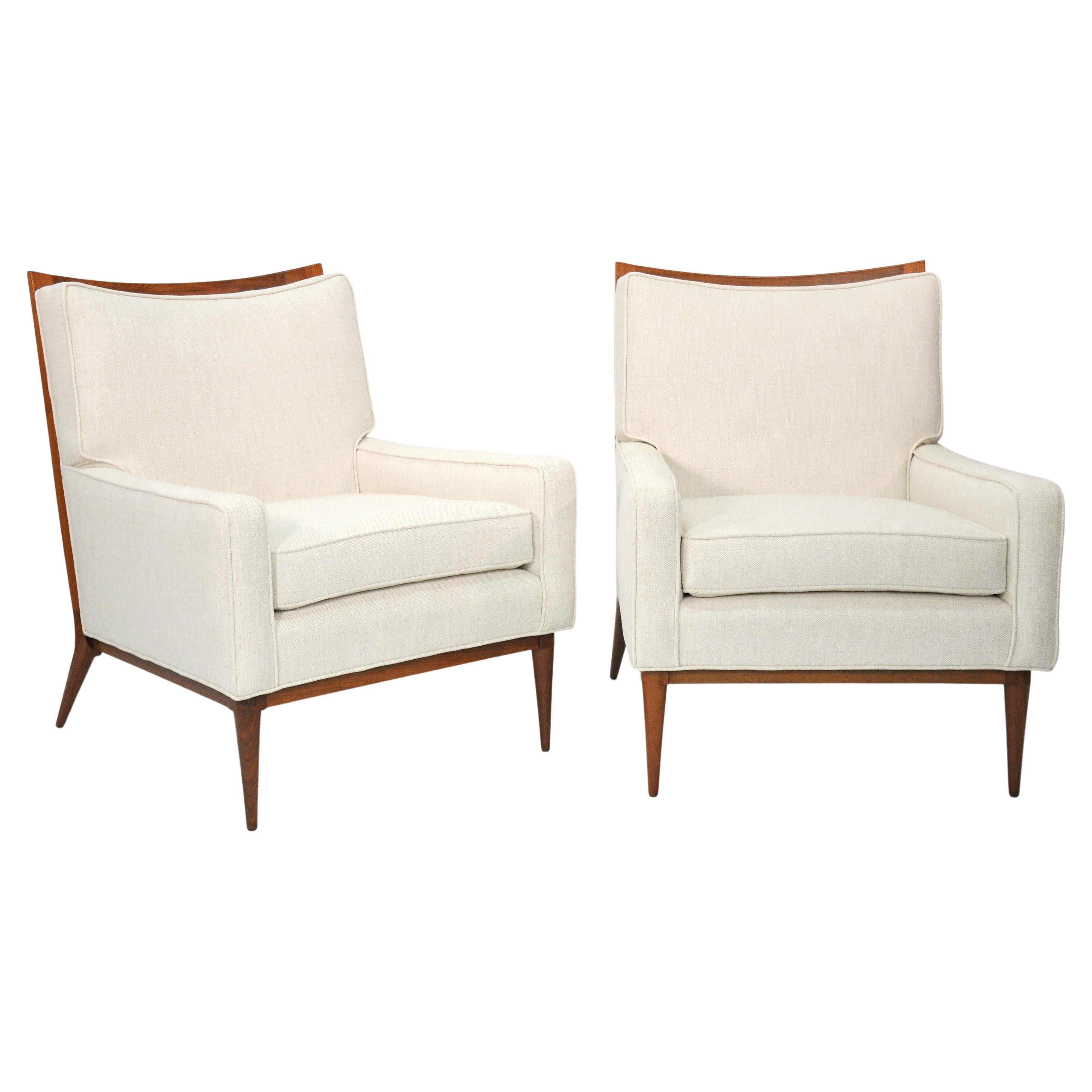 Pair of Paul McCobb White Lounge Chairs for Directional, 1950s 1
