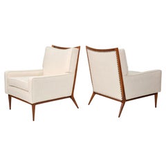 Pair of Paul McCobb White Lounge Chairs for Directional, 1950s