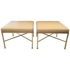 Pair of Paul McCobb X-Base Brass Stools