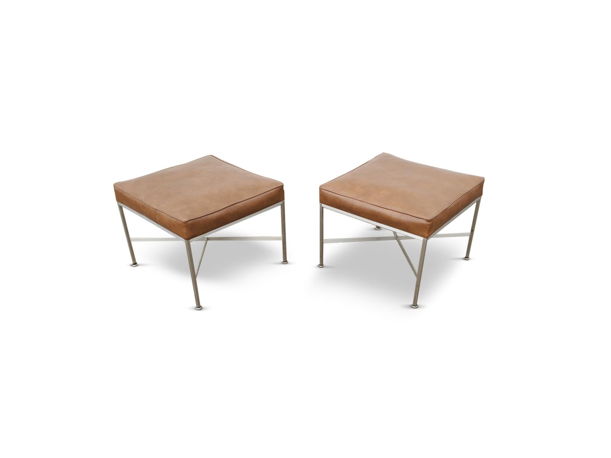 Pair of Paul McCobb 'X' Base Stools / Benches  For Sale 4