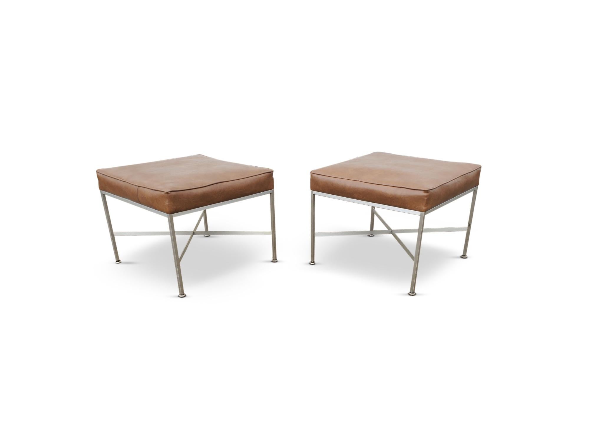 Pair of Paul McCobb 'X' Base Stools / Benches  For Sale 5