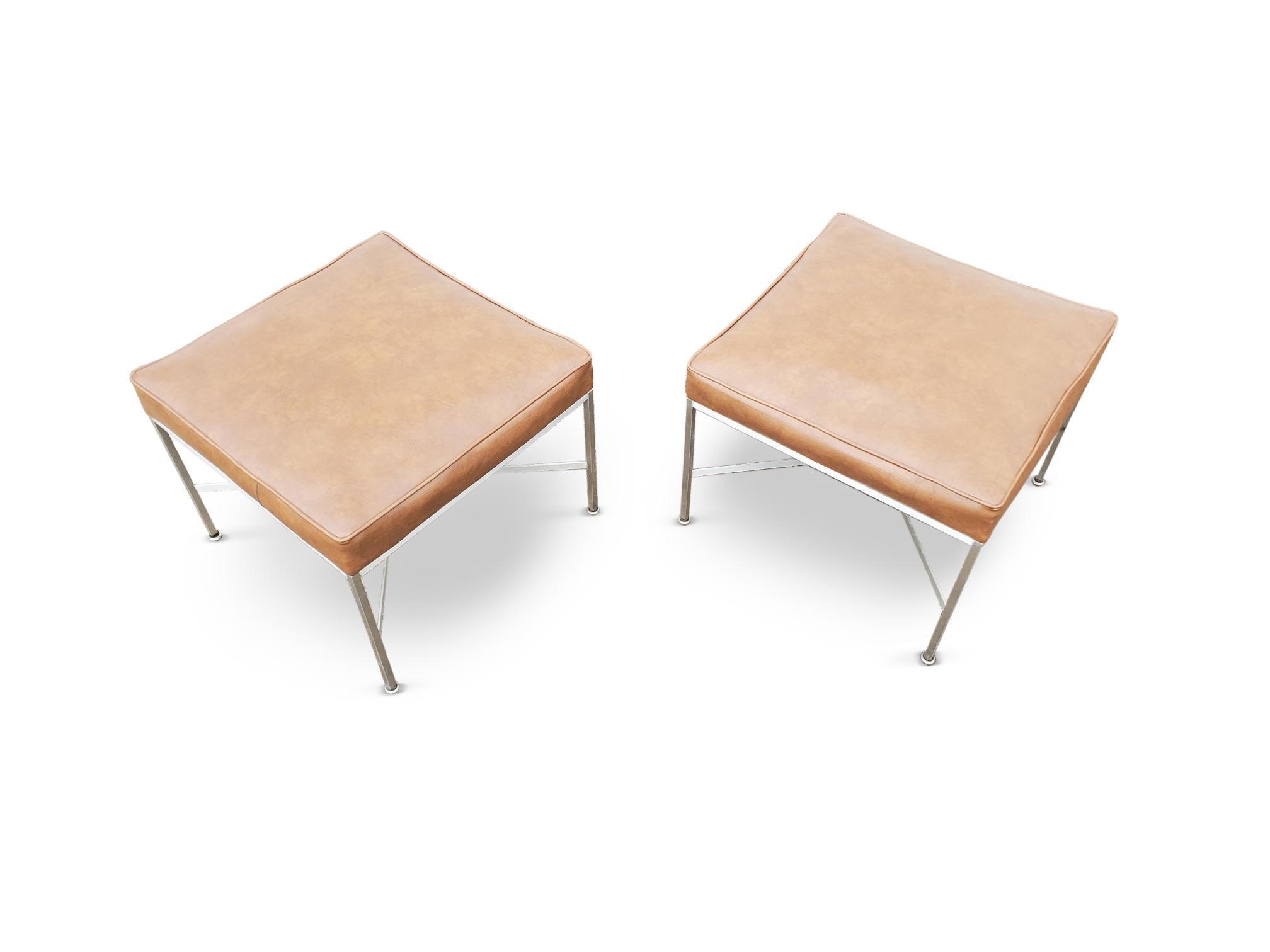 Pair of Paul McCobb 'X' Base Stools / Benches  For Sale 6