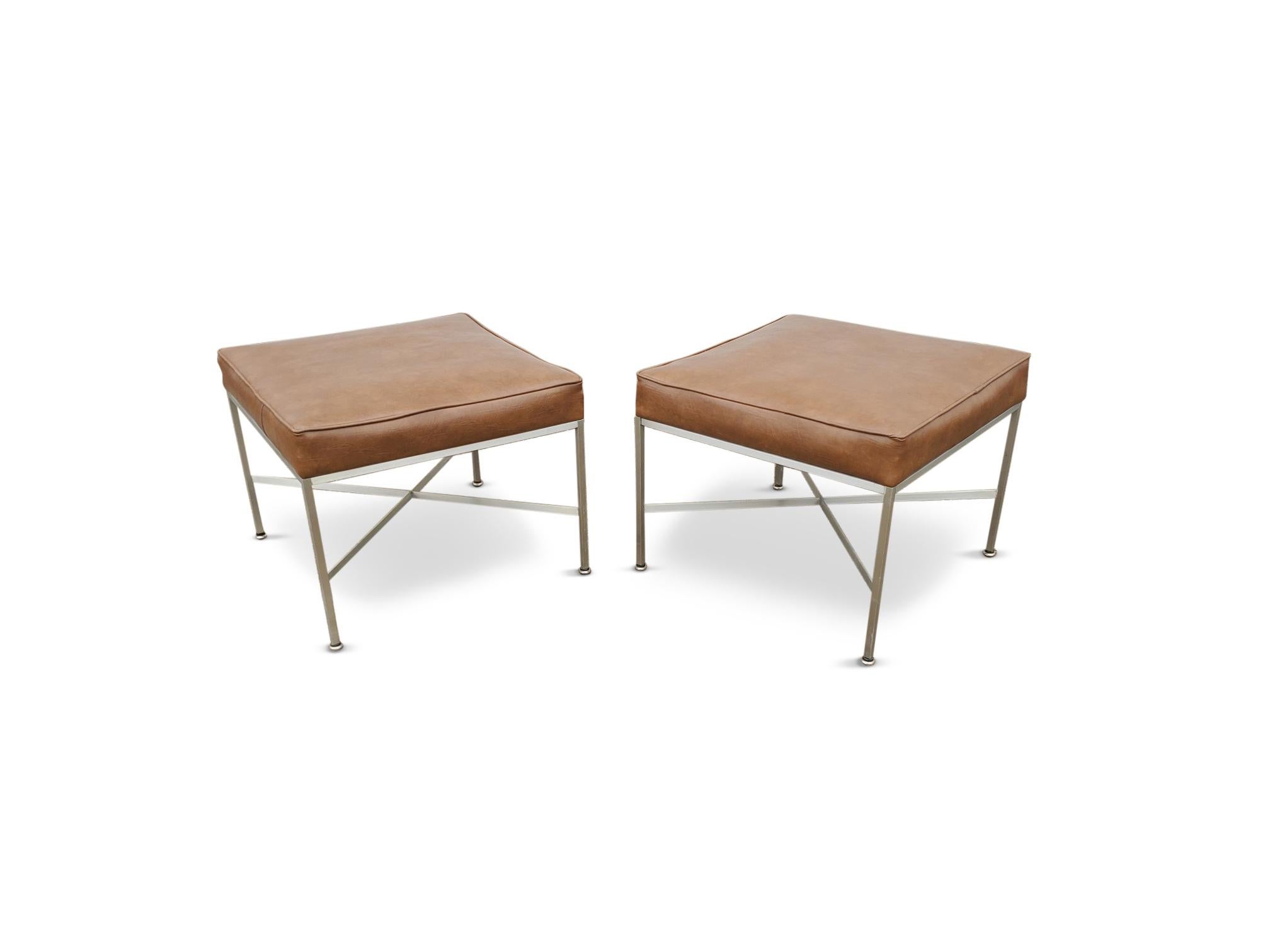 20th Century Pair of Paul McCobb 'X' Base Stools / Benches  For Sale