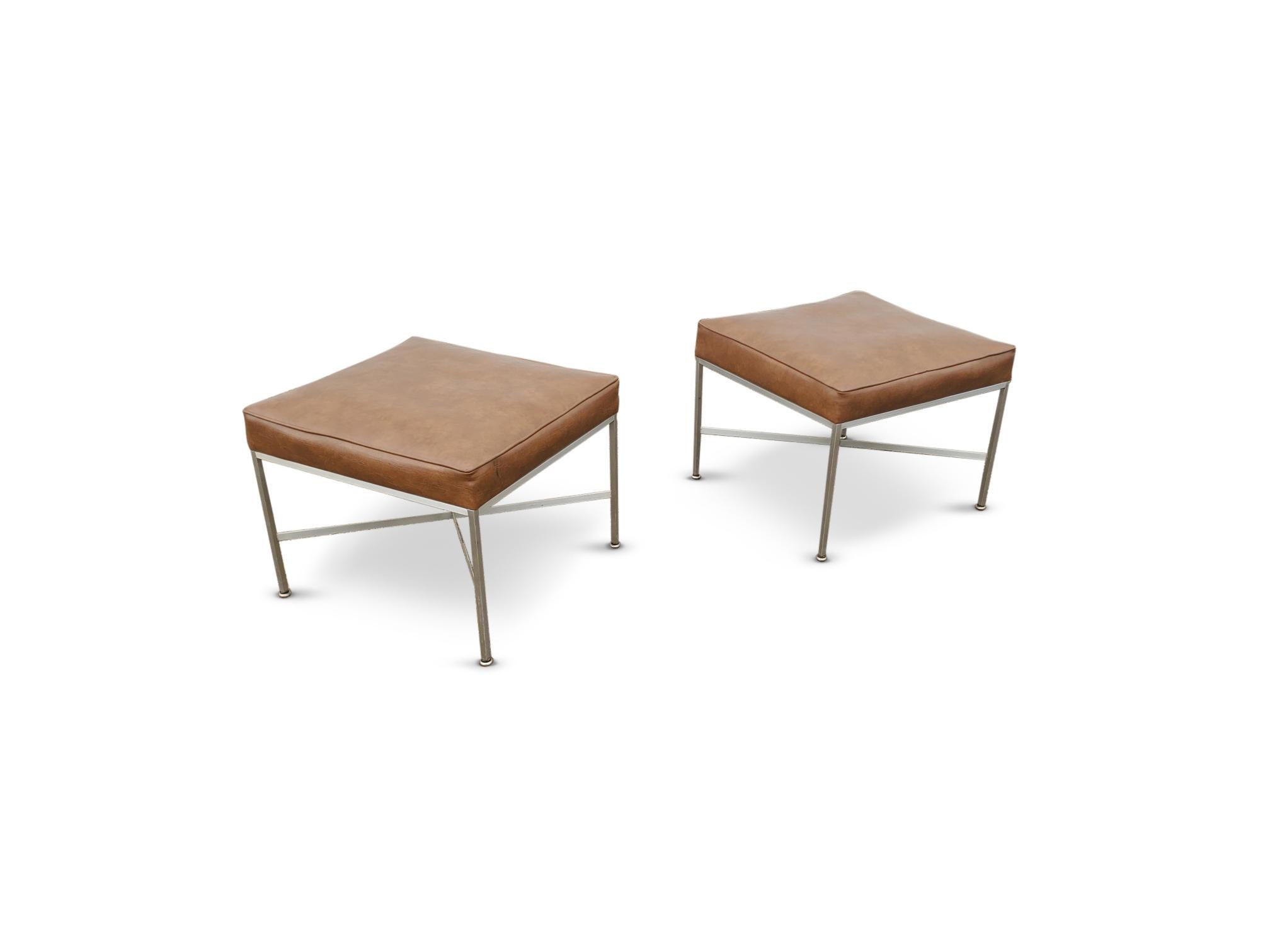 Pair of Paul McCobb 'X' Base Stools / Benches  For Sale 3