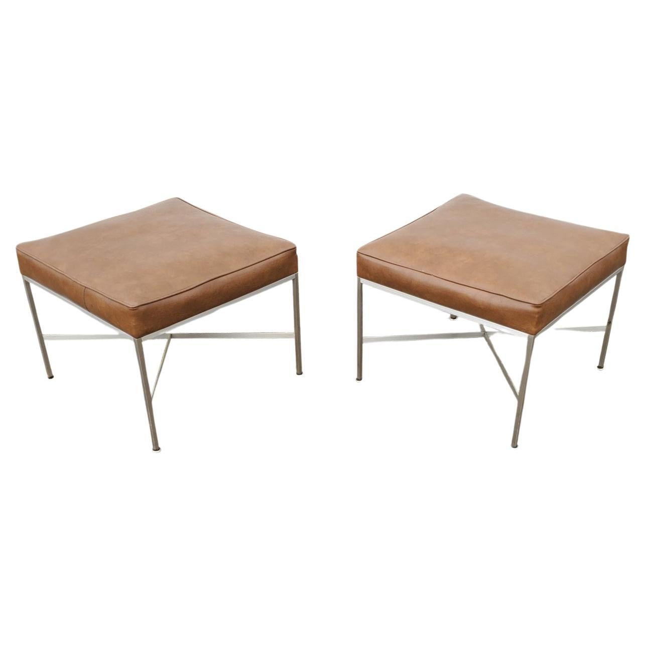 Mid-Century Modern Pair of Paul McCobb 'X' Base Stools / Benches  For Sale