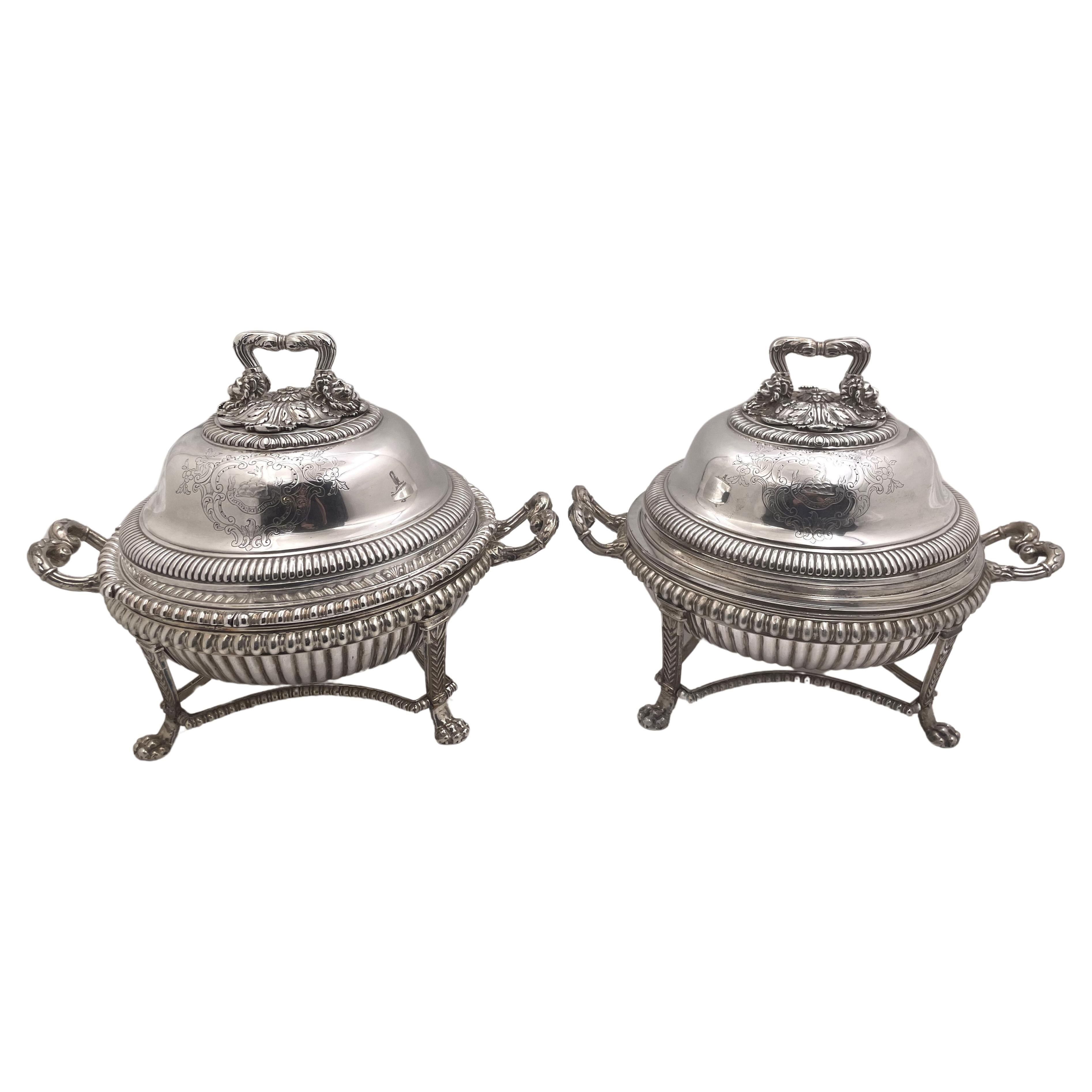 Paar georgianische Terrinen aus Sterlingsilber mit Deckel von Paul Storr 1809, georgianisches Sterlingsilber