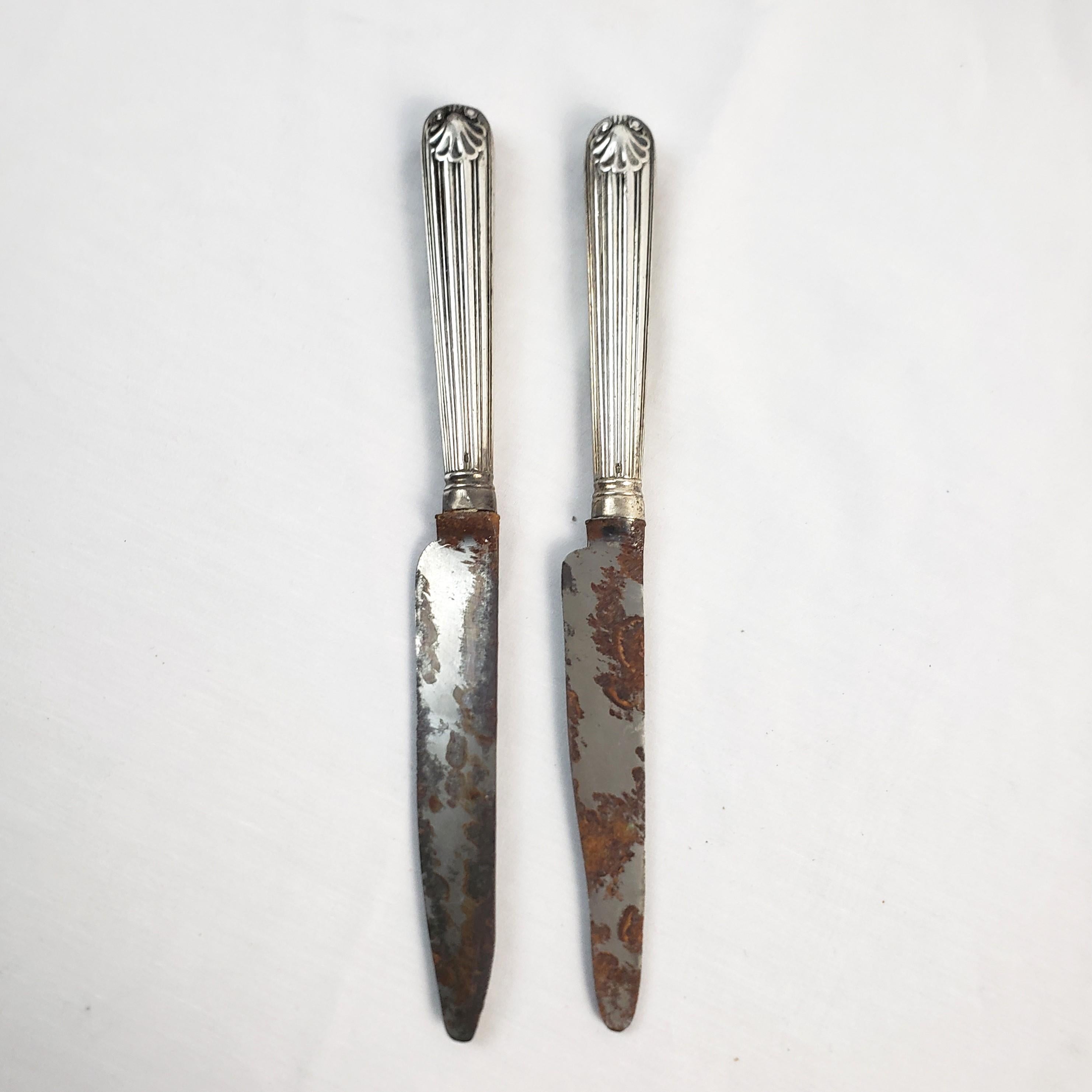 George IV Pair of Paul Storr Sterling Silver Handled Georgian Period Knives For Sale