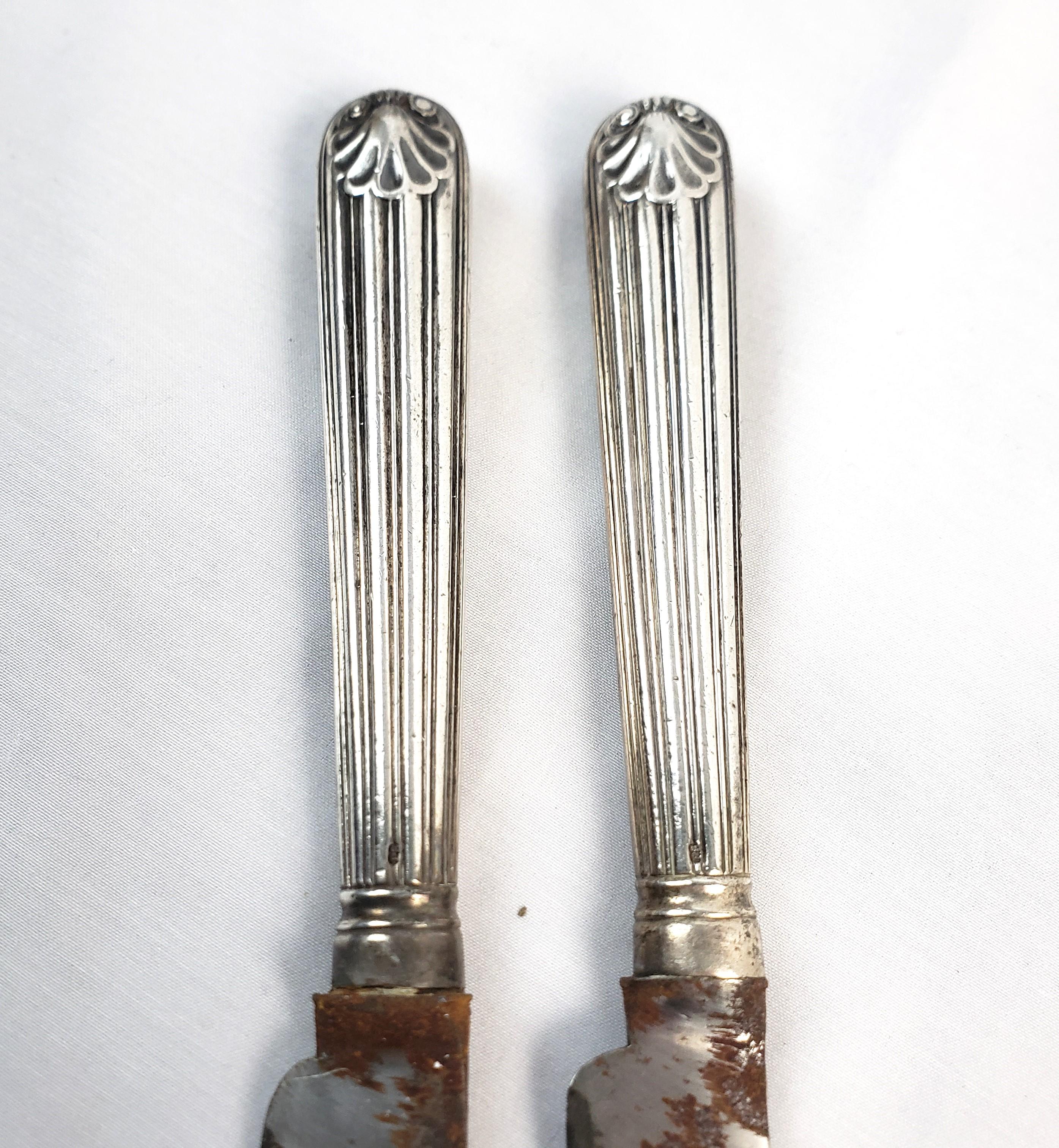 Pair of Paul Storr Sterling Silver Handled Georgian Period Knives In Fair Condition For Sale In Hamilton, Ontario