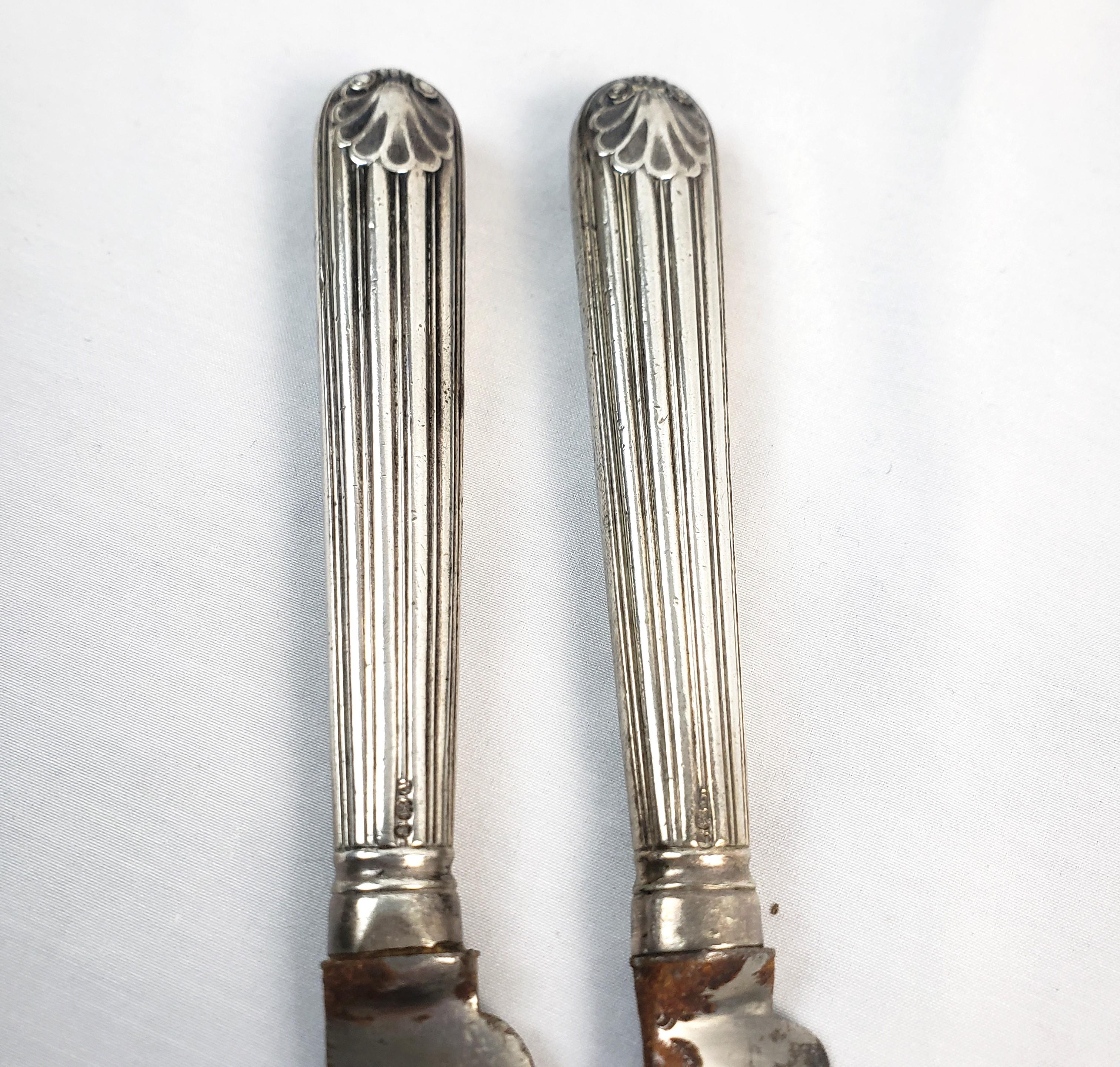 19th Century Pair of Paul Storr Sterling Silver Handled Georgian Period Knives For Sale