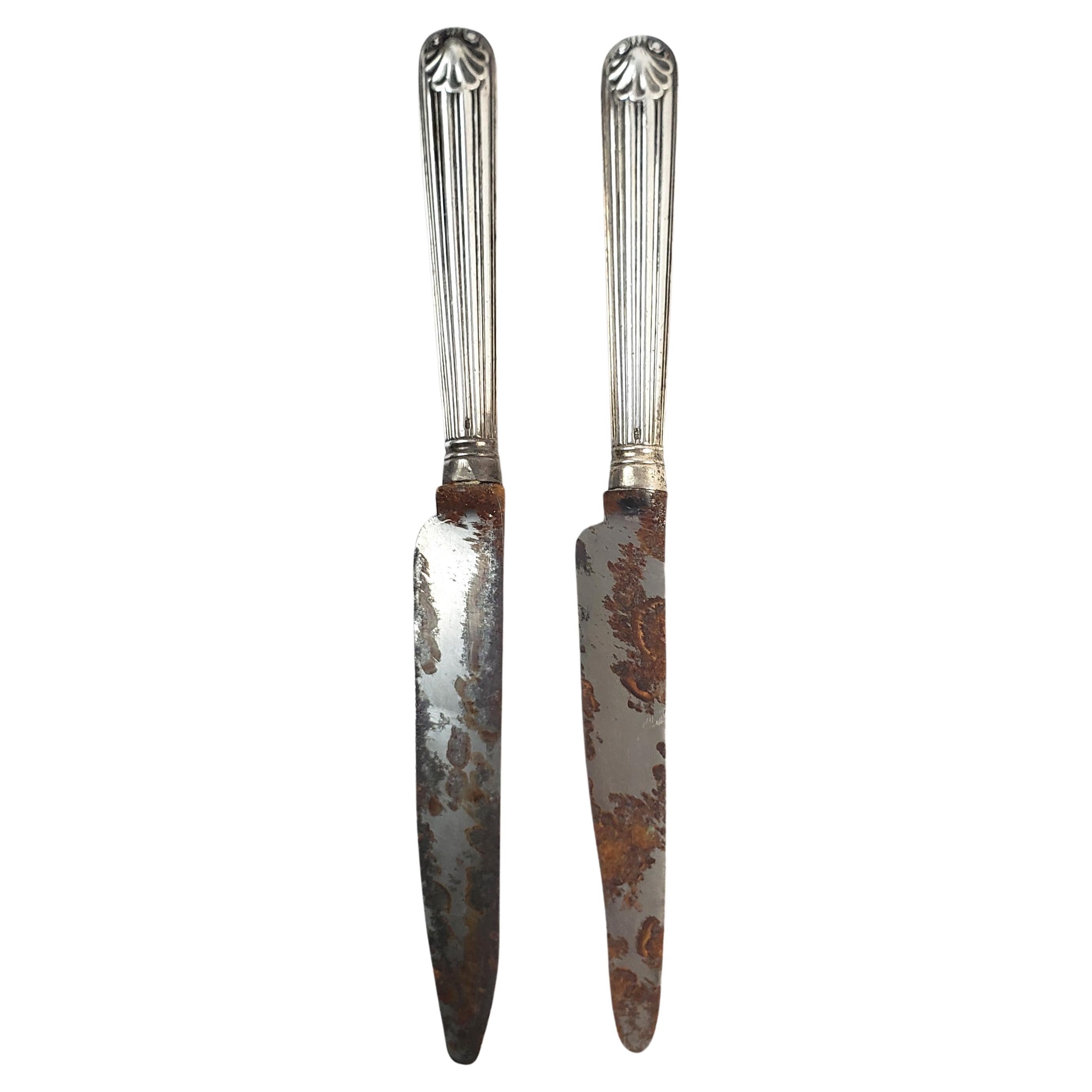 Pair of Paul Storr Sterling Silver Handled Georgian Period Knives For Sale