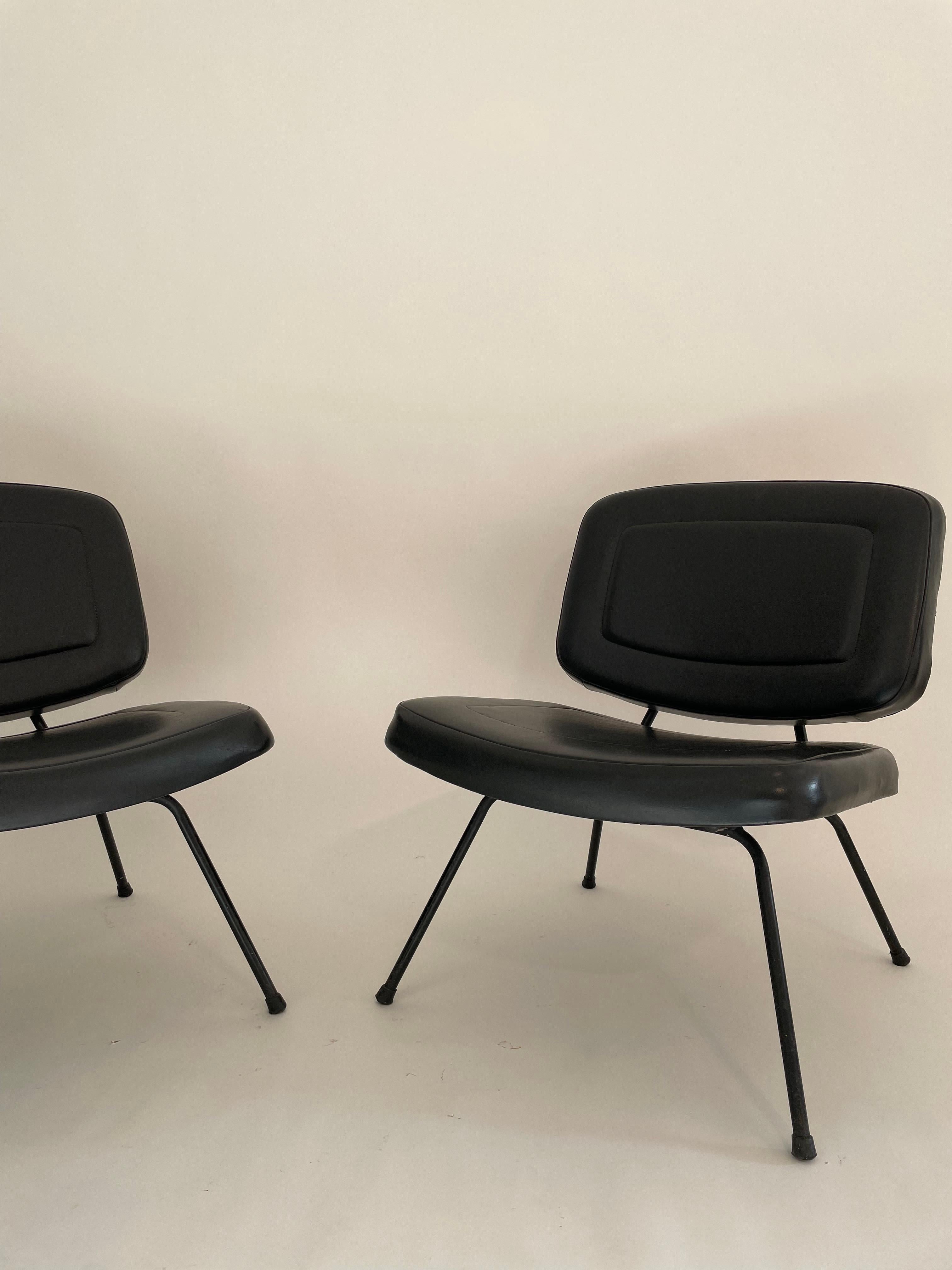 French Paulin CM 190 Bergeres for Thonet Original Upholstery.  Free transport For Sale