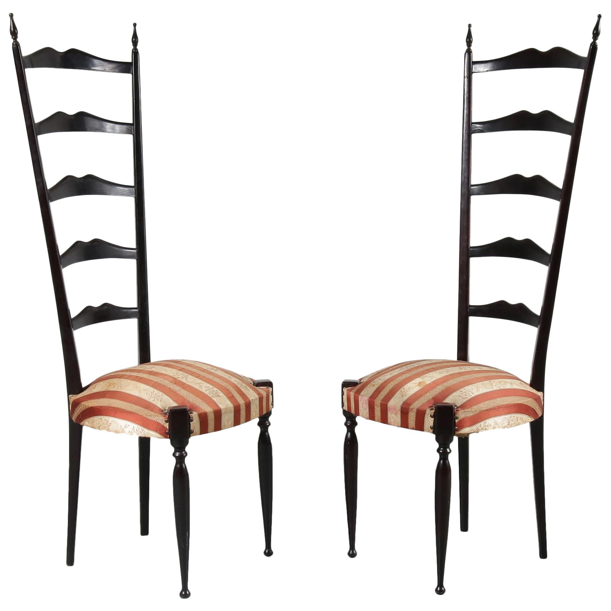 Pair of Paulo Buffa Highback Side Chairs, Italy, 1950 For Sale