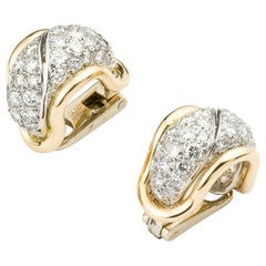 A Pair Of Diamond Hoop Clip Earrings