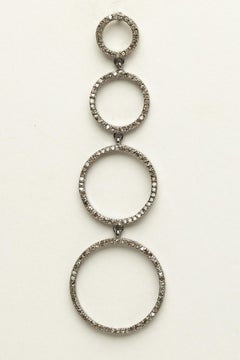 Pair of Pave`-Set Diamond Circle Chandelier Earrings