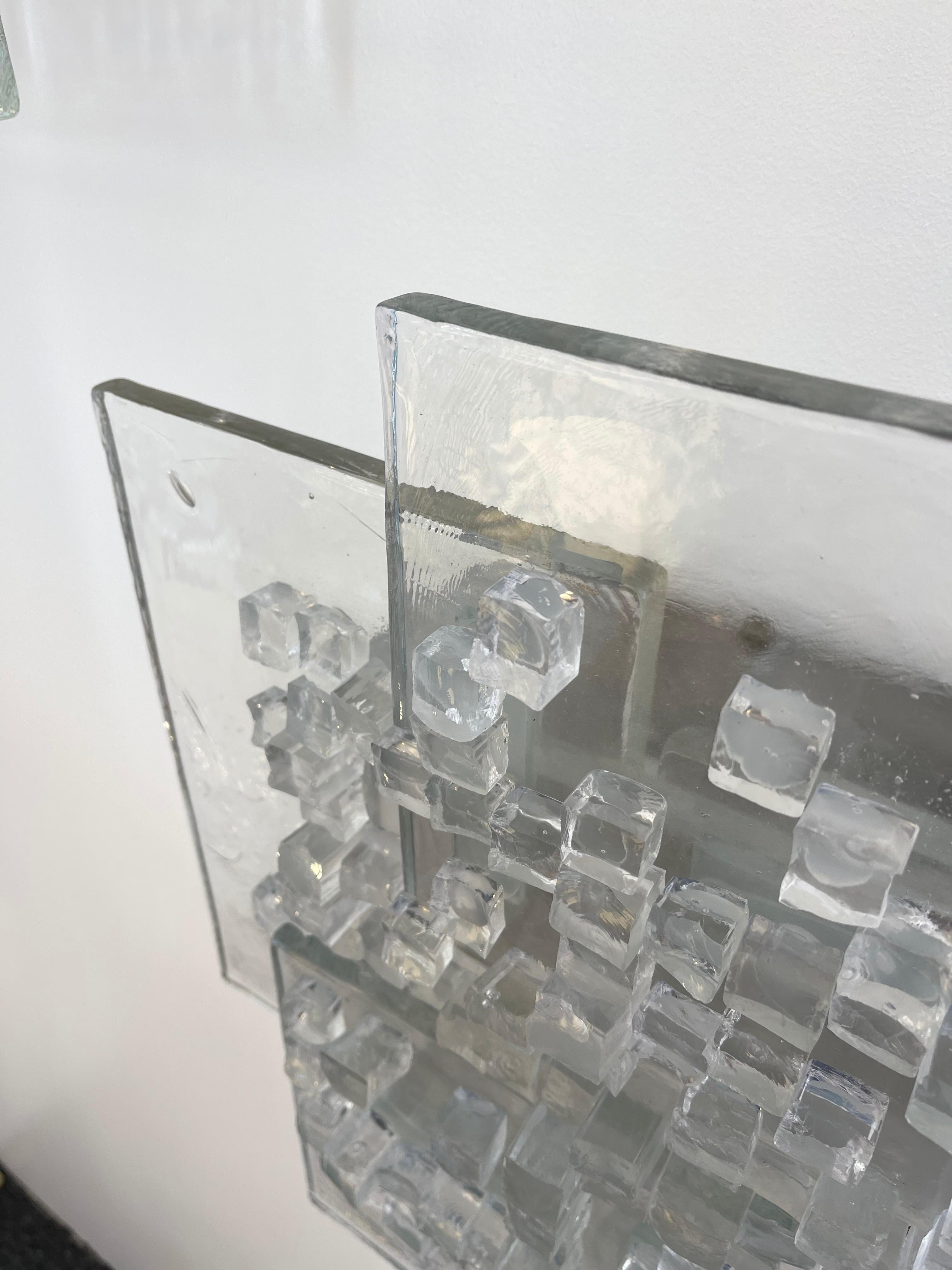 Pair of Pavo Glass Cube Sconces by Poliarte, Italy, 1970s In Good Condition In SAINT-OUEN, FR