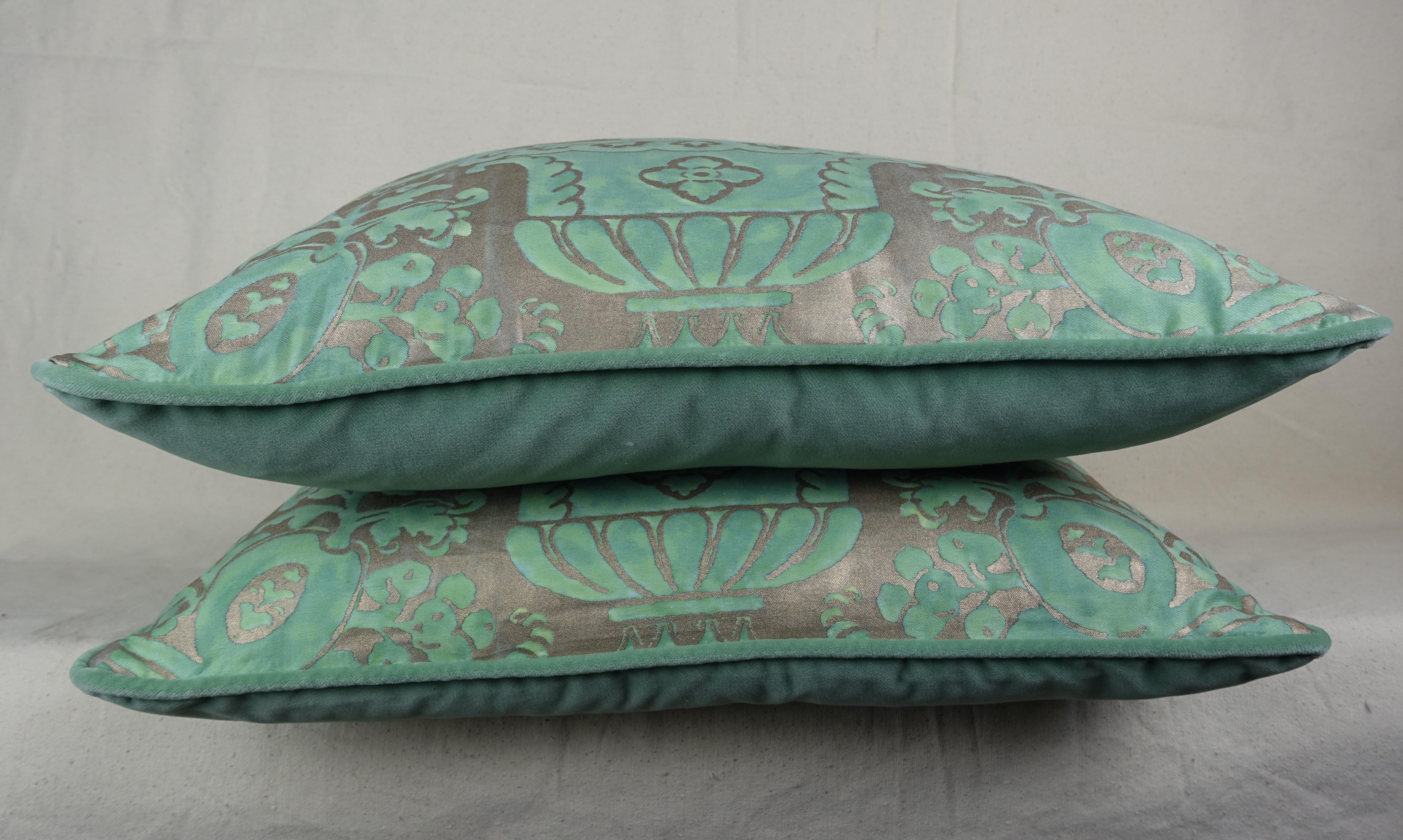 Rococo Pair of Peacock Carnavalet Fortuny Textile Pillows