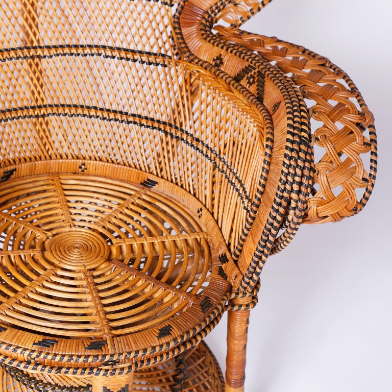 Pair of Peacock Chairs and Matching Table