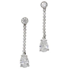 Pair of Pear Shape Diamond Drop Earrings