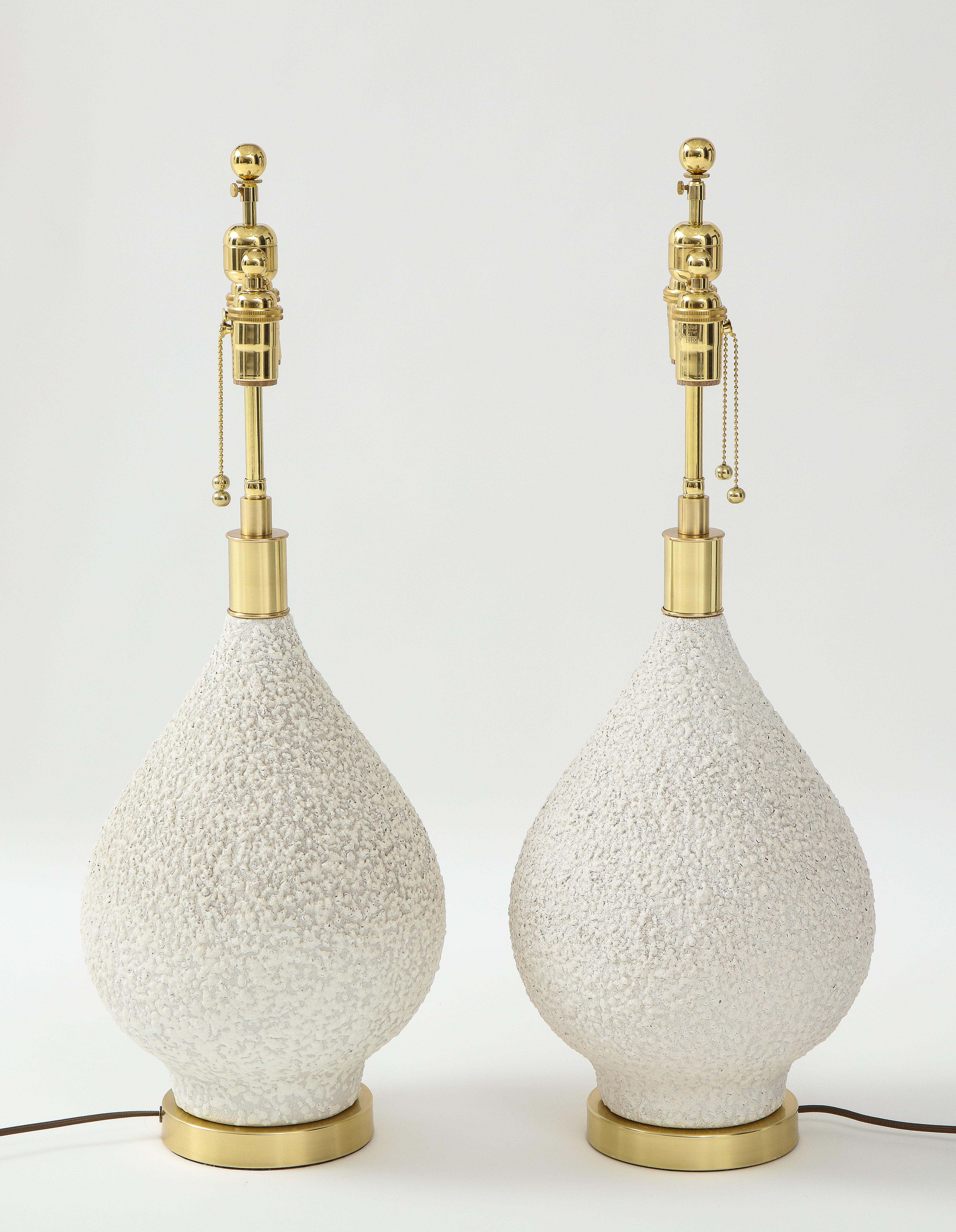 Mid-Century Modern Pair of Pear Shaped Ceramic Lamps