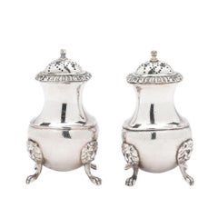 Pair of pear shaped salt & pepper shakers by The Barker Brothers, c. 1912