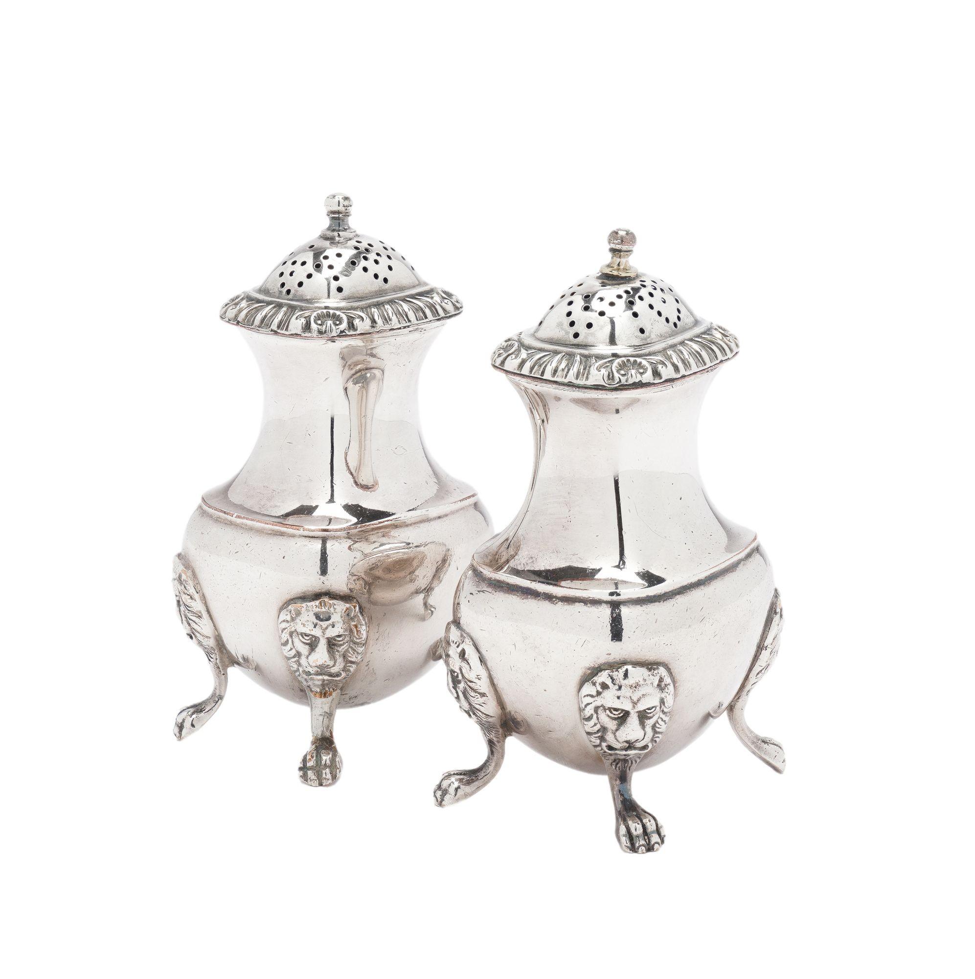 Pair of pear shaped salt & pepper shakers by The Barker Brothers, c. 1912 For Sale 2