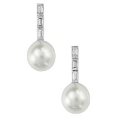 Pair of Pearl and Diamond Drop Earrings