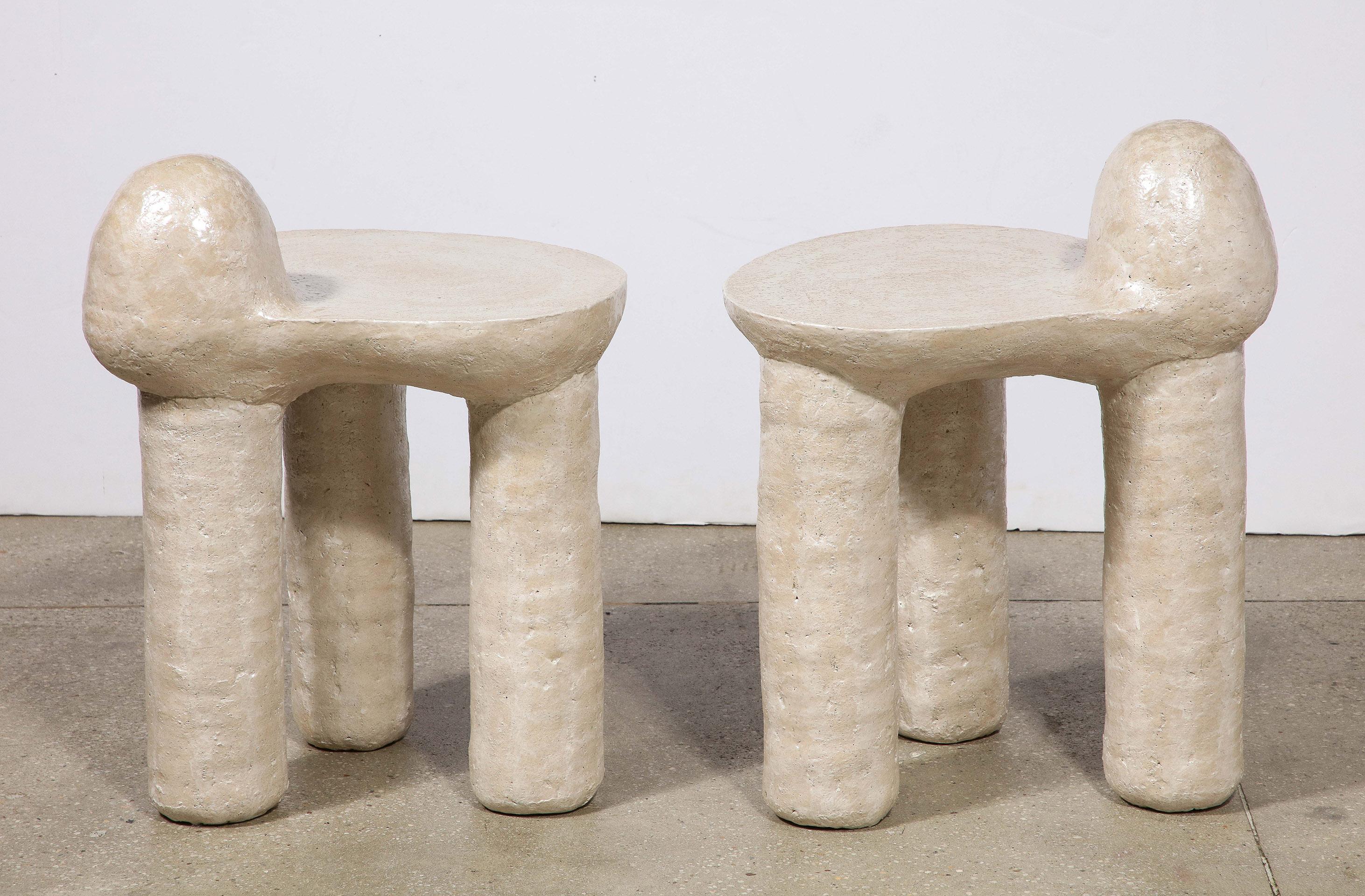 Glazed Pair of Pearl Nube Chairs by River Valadez For Sale