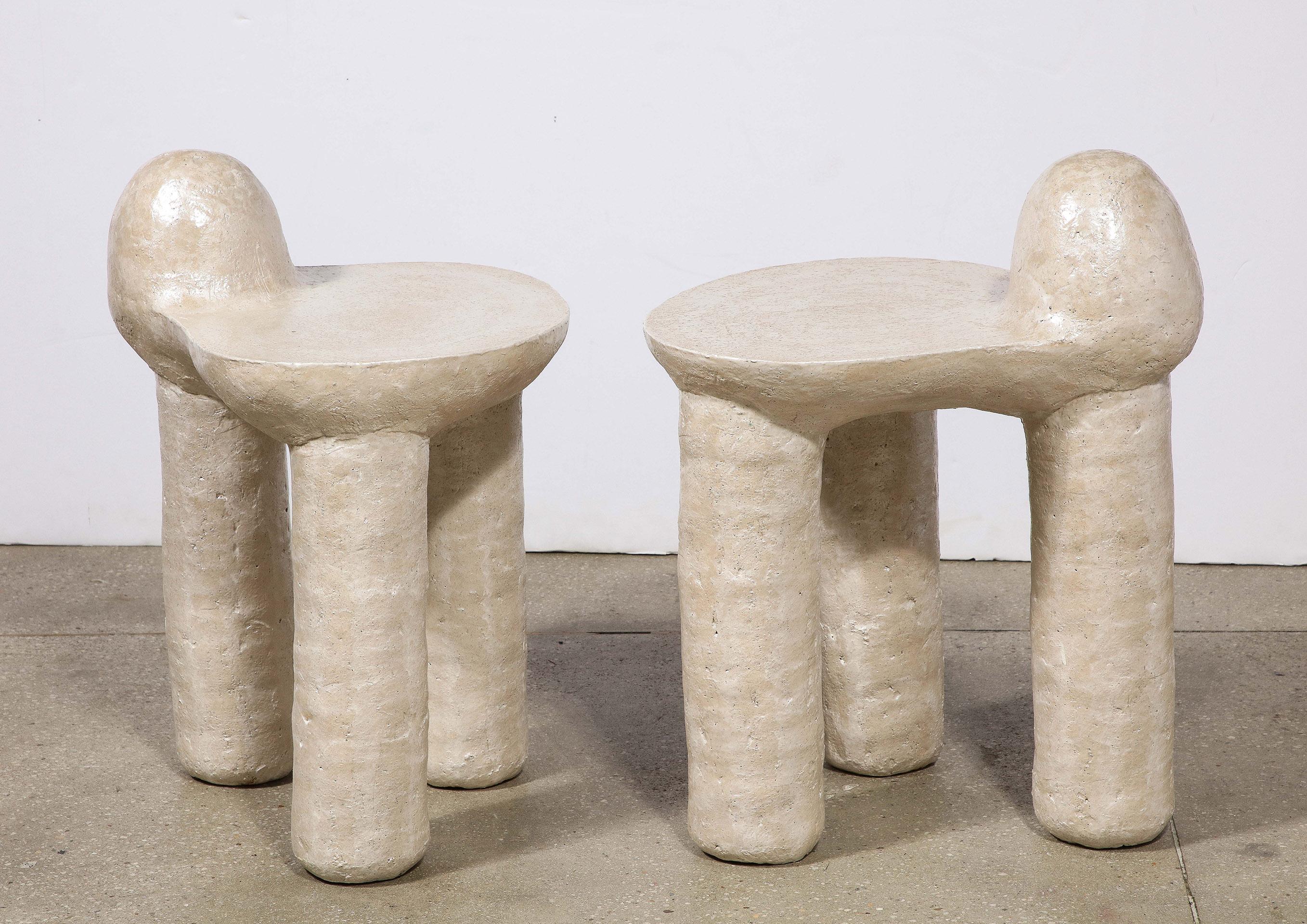 Ceramic Pair of Pearl Nube Chairs by River Valadez For Sale
