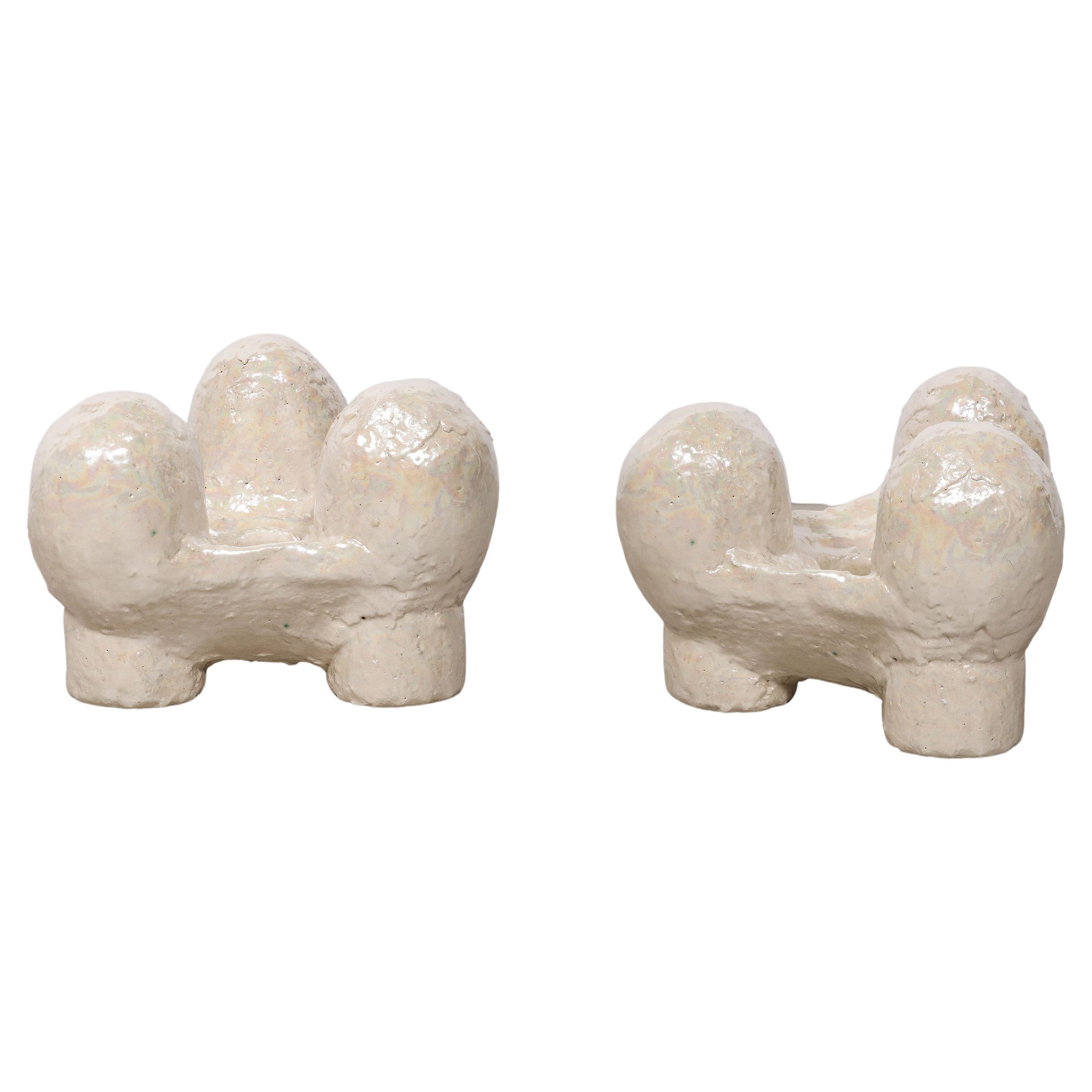 Pair of Pearl Nube Votives by River Valadez