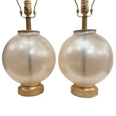 Pair of Pearlescent Glass Lamp