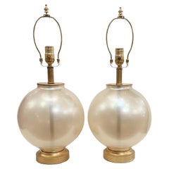 Pair of Pearlescent Glass Lamp