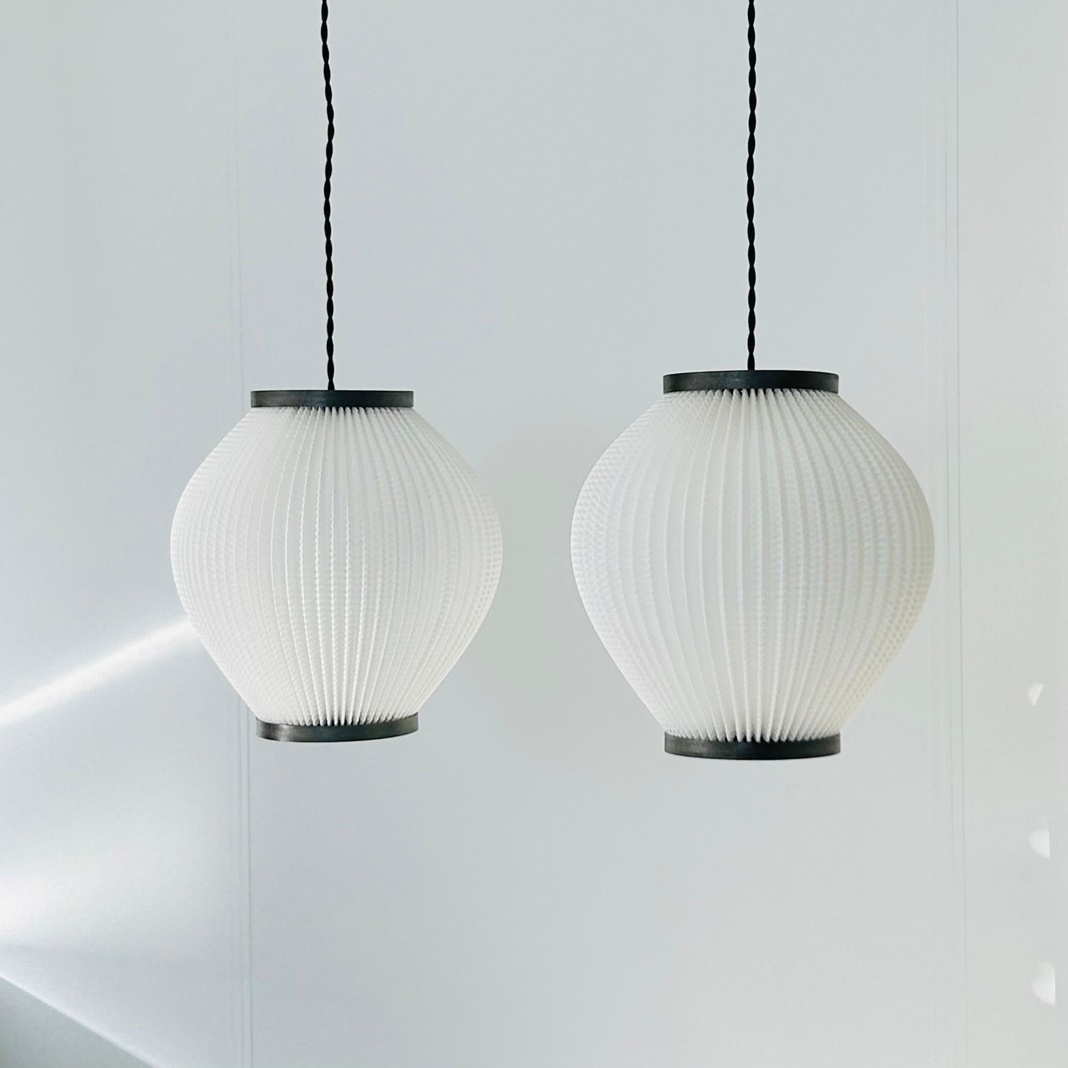 Danish Pair of Pearlshade Pendant Lights by Lars Schioler, 1960s, Denmark For Sale