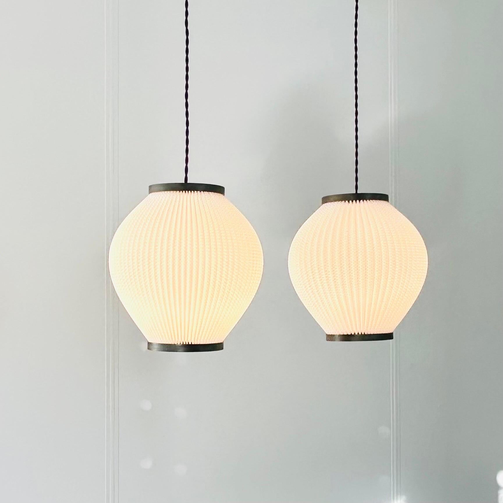 Pair of Pearlshade Pendant Lights by Lars Schioler, 1960s, Denmark In Good Condition For Sale In Værløse, DK