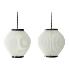 Pair of Pearlshade Pendant Lights by Lars Schioler, 1960s, Denmark