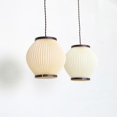 Pair of Pearlshade Pendant Lights designed by Lars Schioler, 1960s, Denmark