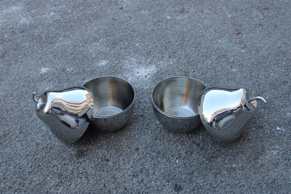 Italian Pair of Pears in  Steel Italy 1970 Rinnovel Ettore Sottsass Style Ice Box For Sale