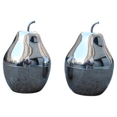 Retro Pair of Pears in  Steel Italy 1970 Rinnovel Ettore Sottsass Style Ice Box