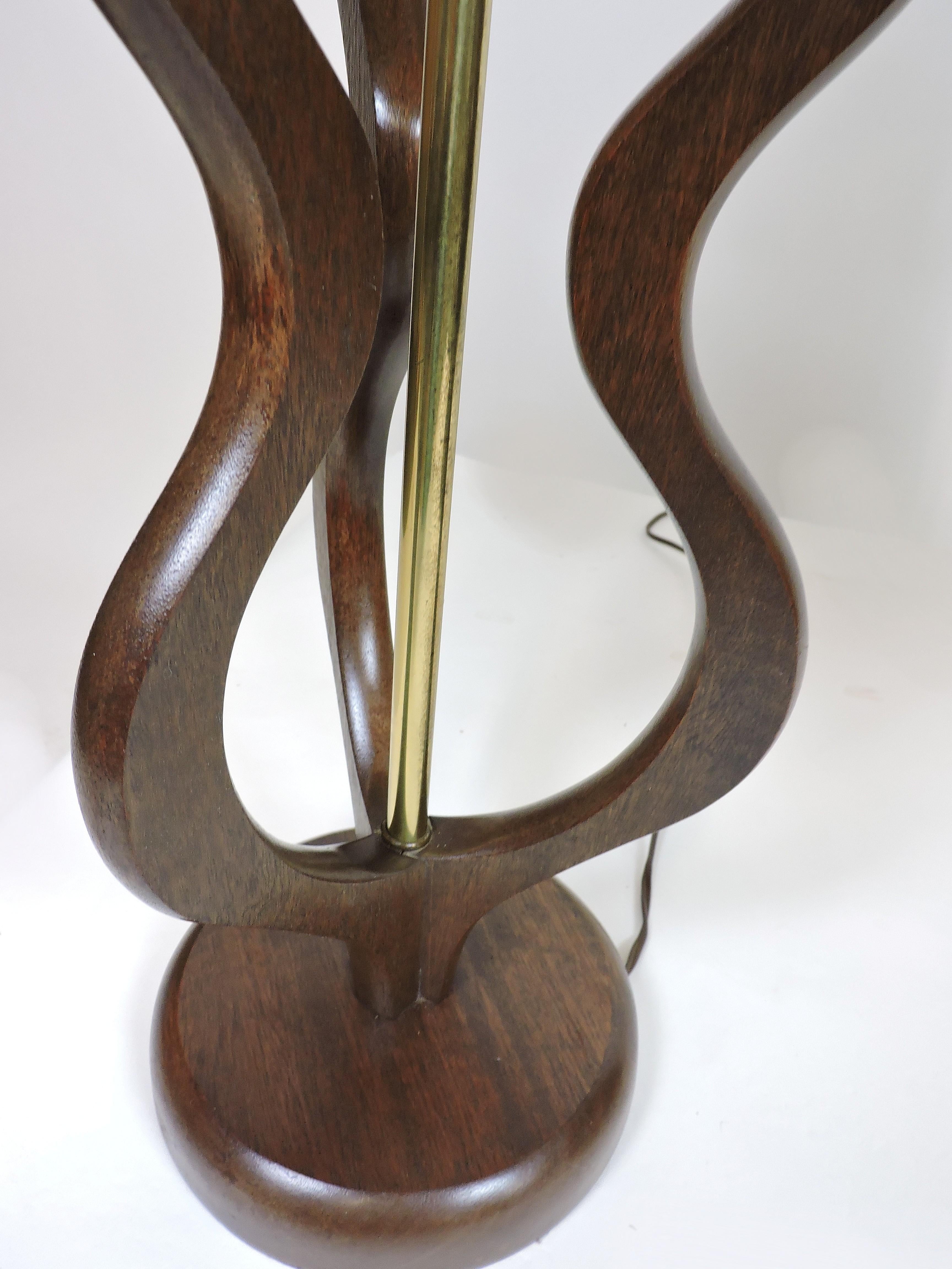 Pair of Pearsall or Modeline Style Sculpted Walnut Mid-Century Modern Lamps 2