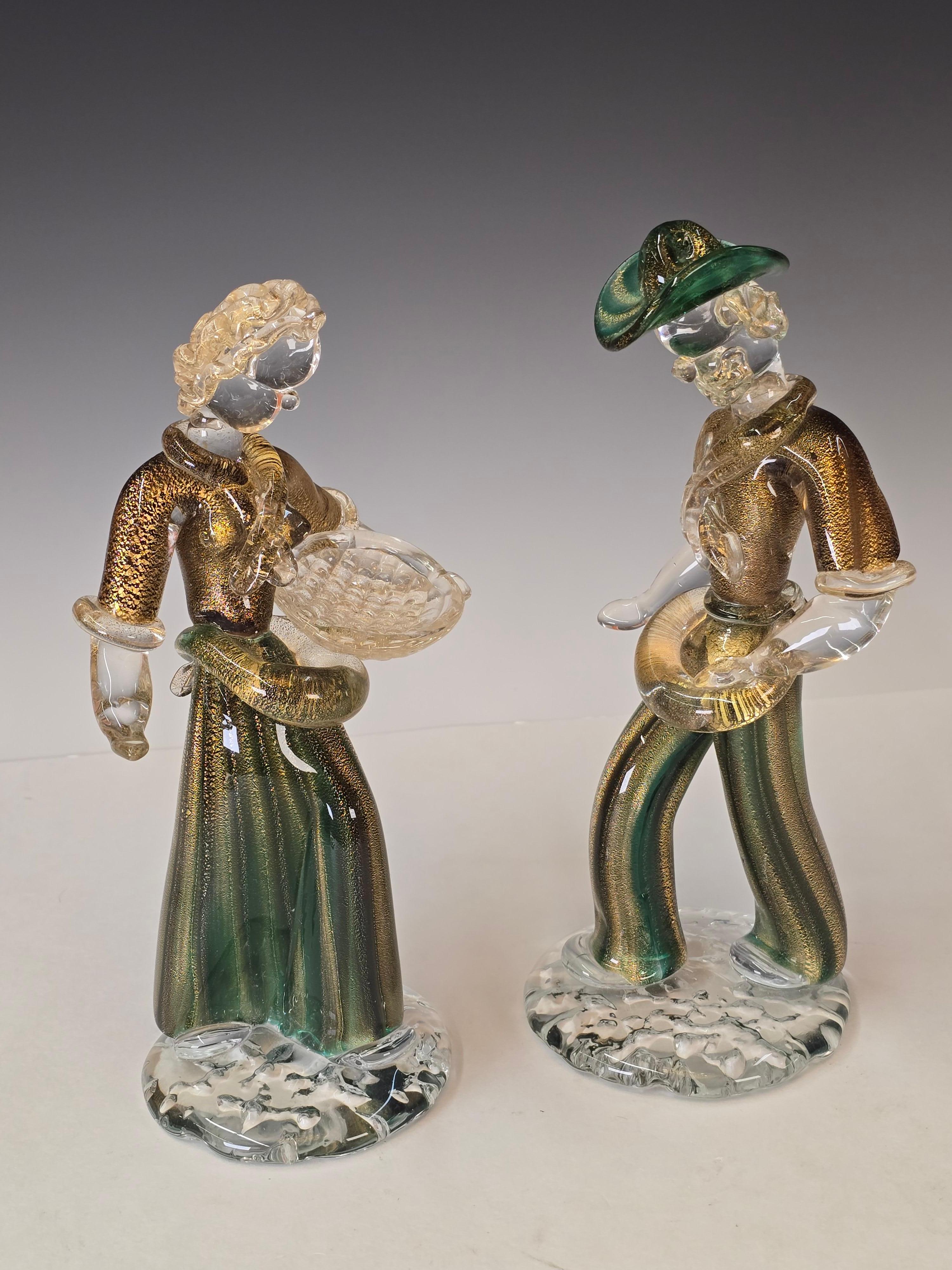 Coppia di figure di contadini di Archimede Seguso In condizioni buone in vendita a Kilmarnock, VA