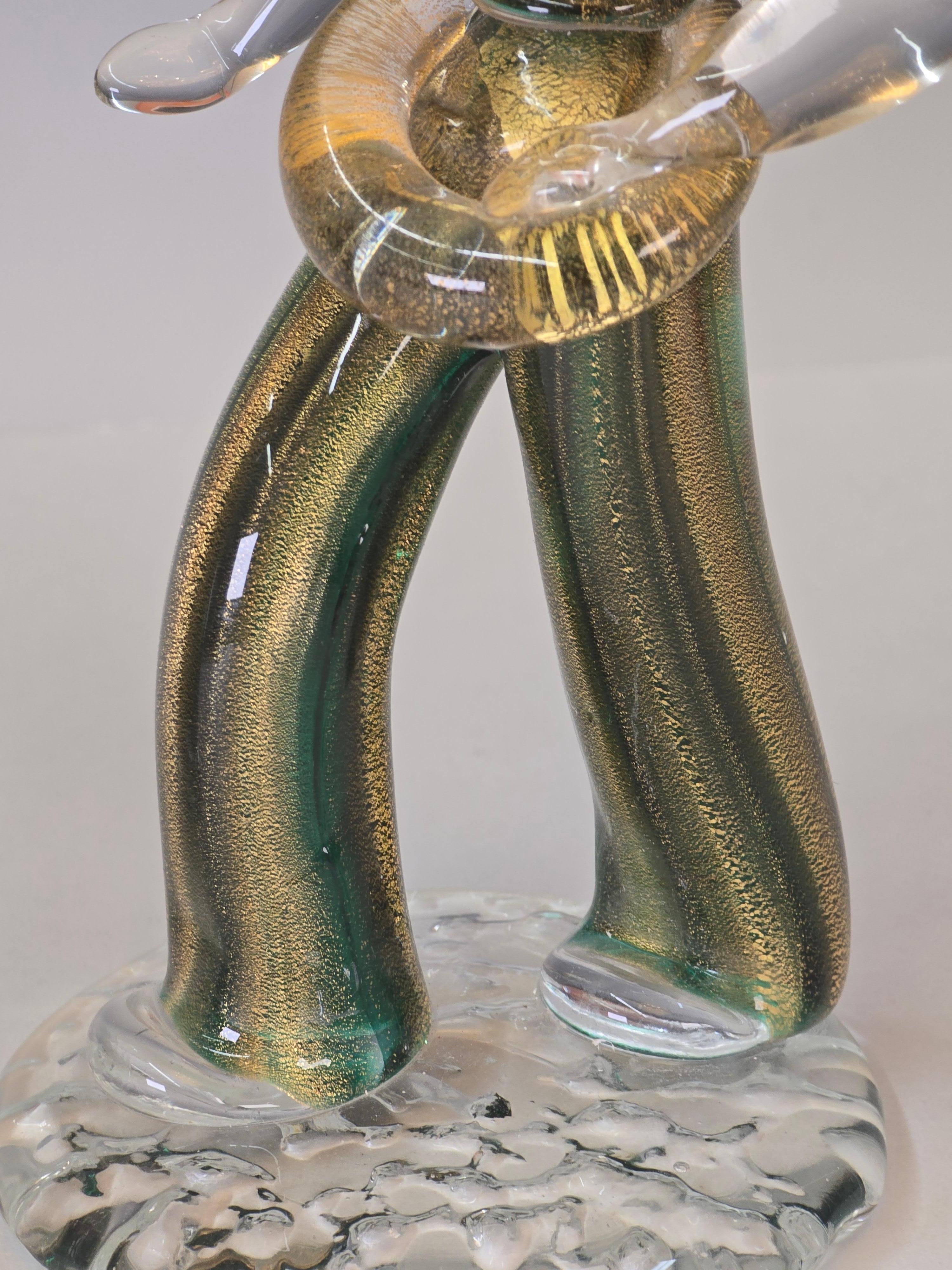 Vetro artistico Coppia di figure di contadini di Archimede Seguso in vendita