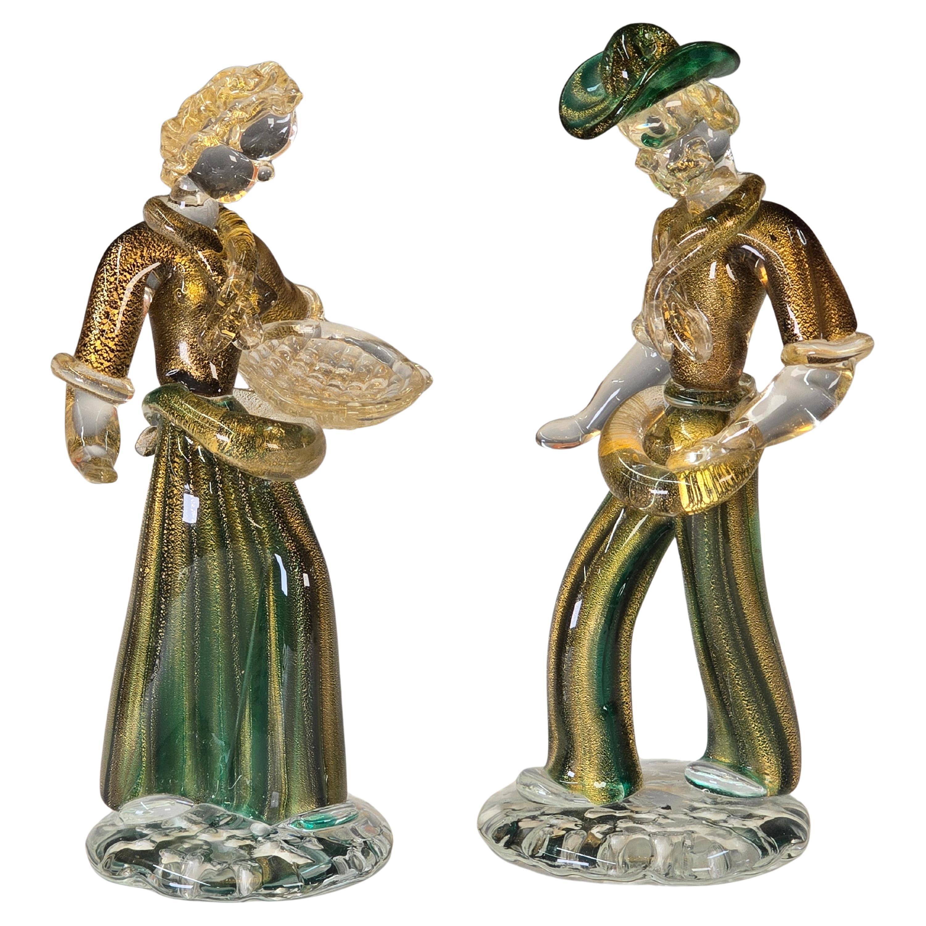 Pareja de figuras de campesinos de Archimede Seguso