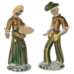 Pareja de figuras de campesinos de Archimede Seguso