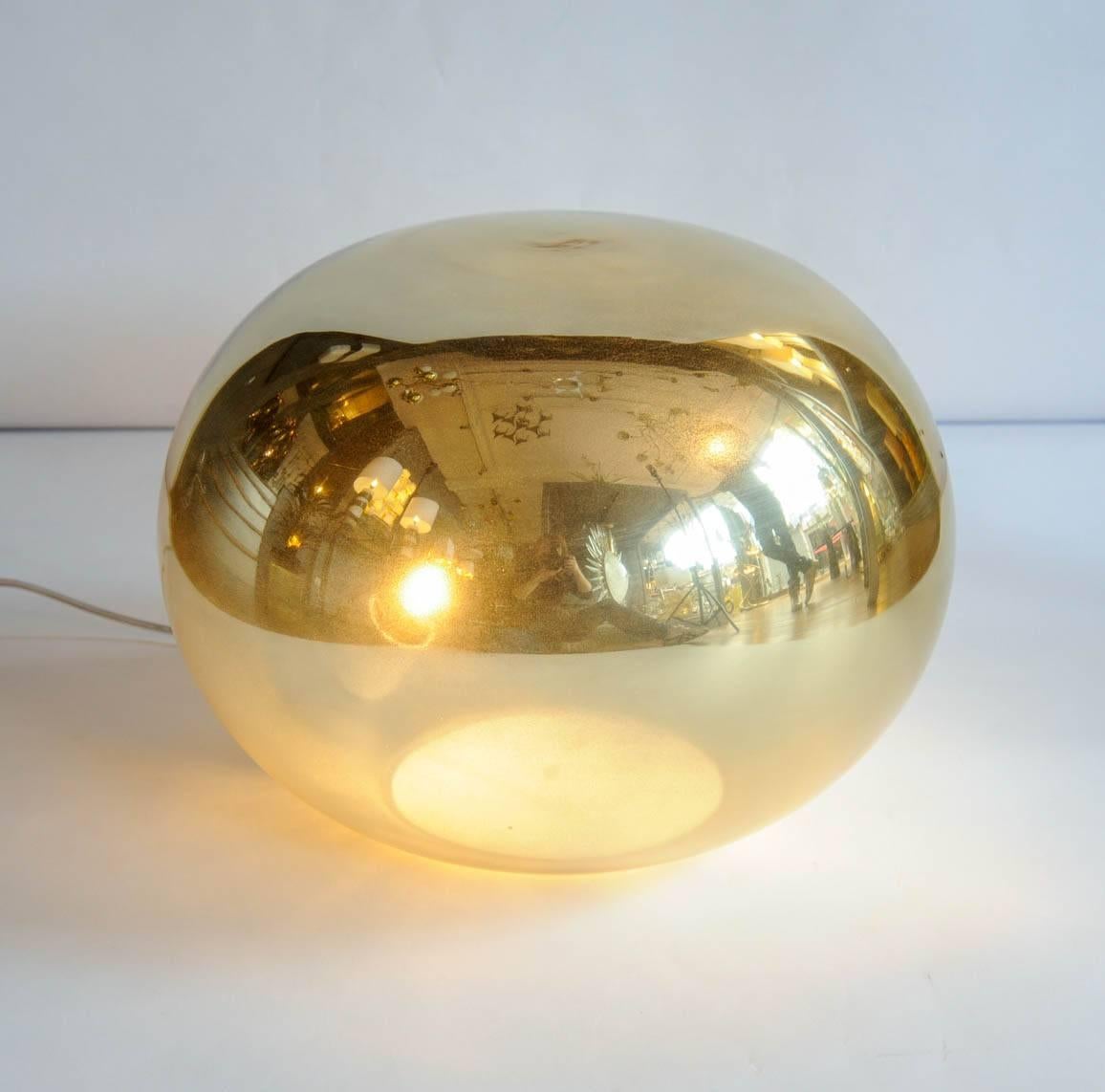 Italian Pair of Pebble Shaped Golden Glass Lamps
