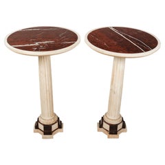 Pair of Pedestal Tables, Restoration Period, Marble, 19th Century.