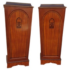 Pair Of Pedestals In Marquetry, Art Déco, Early 20th Century